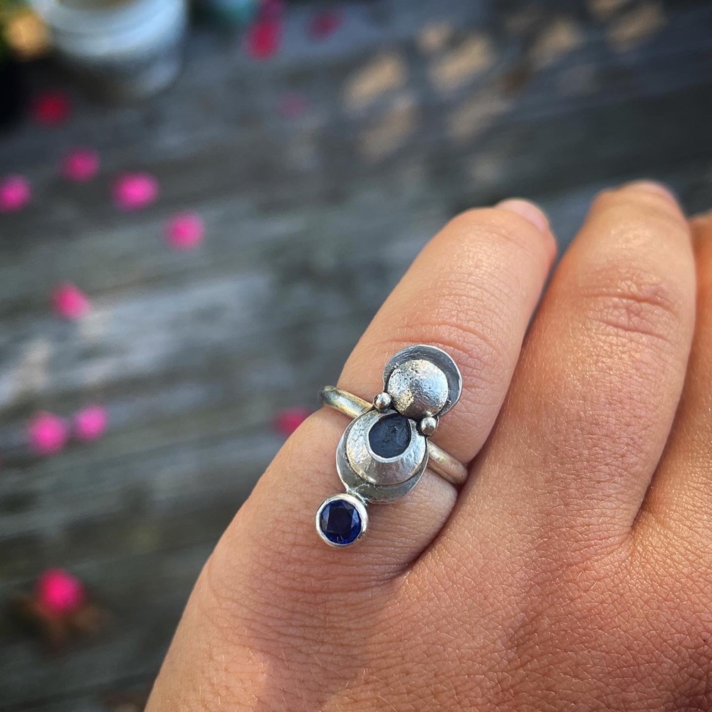 Blue Sapphire Sterling Silver Ring Handmade